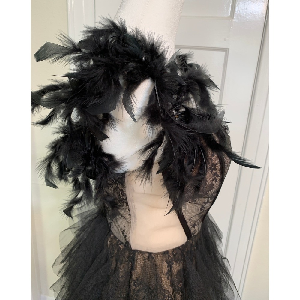 Off-Shoulder Black Lace & Tulle Prom Dress - Picture 15 of 16